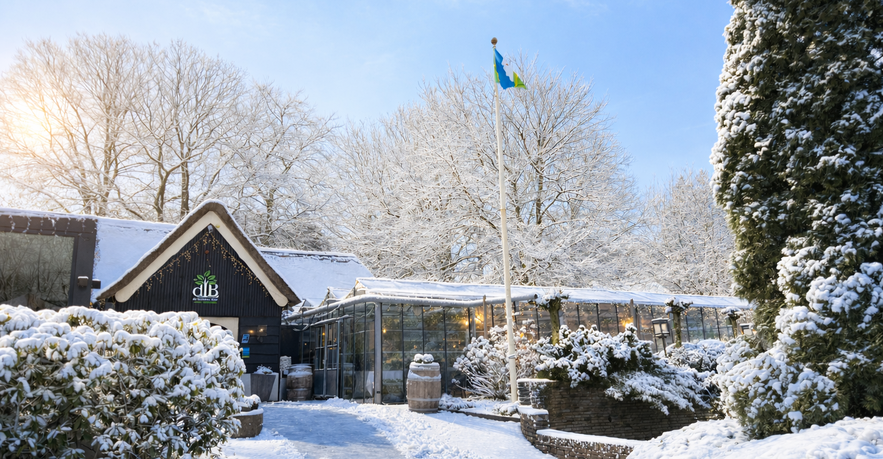 Winterterras in de sneeuw